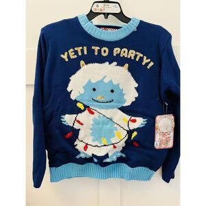 NEW Yeti Ugly Christmas Party LIGHTS UP Knitted Sweater Funny Gift Men & Women M